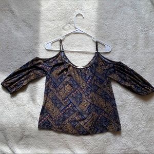 Paisley cold shoulder tank shirt